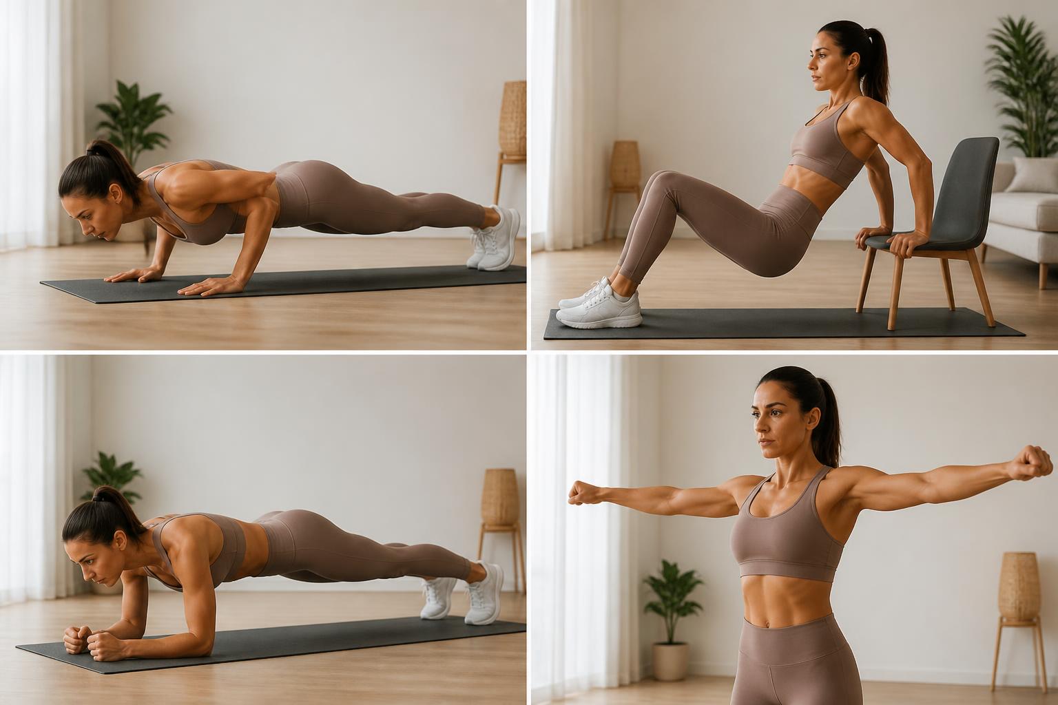 découvrez une routine complète d'exercices pour le haut du corps sans matériel, idéale pour renforcer vos muscles à la maison.